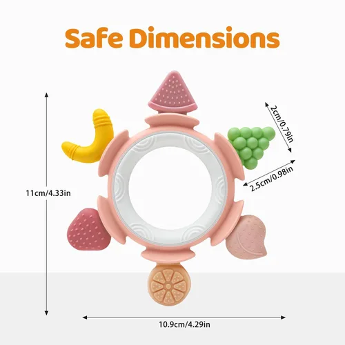 Miniatura 2 de Juguetes de dentición para bebés de 3 a 12 meses, anillos de dentición de silicona para bebés, mordedor infantil para aliviar el dolor de encías