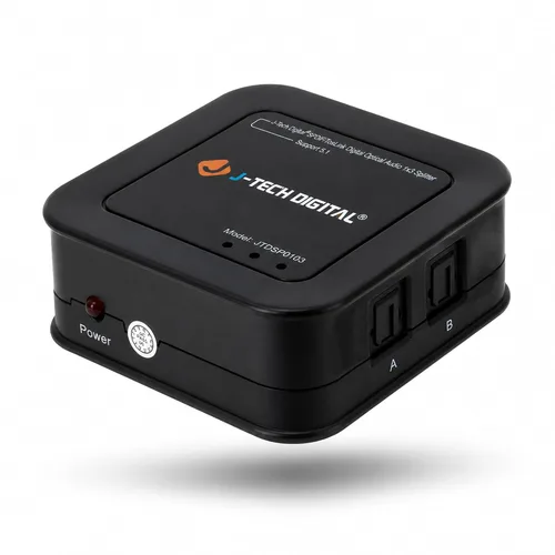 J-Tech Digital Divisor de audio óptico 1x3, 1 en 3 salidas Toslink SPDIF Divisor de audio digital para TV, barra de sonido, cine en casa, audio