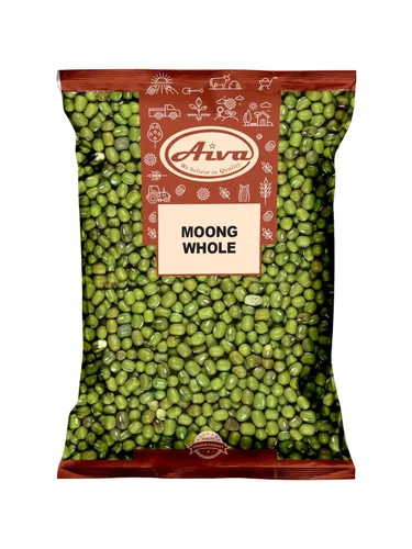Aiva Green Moong Entero (frijoles Mung) | Moong Beans | Moong Green Gram Bulk – Bolsa de 4 libras para sopas, ensaladas, curry, brotes y cocina