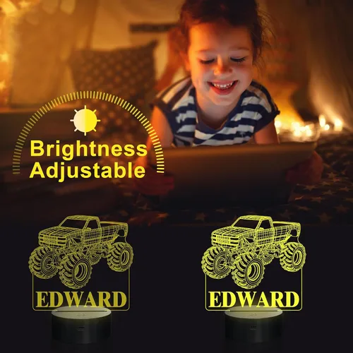 Miniatura 3 de Luces nocturnas 3D para niños, lámpara nocturna para niños, camiones monstruo para niños, 16 colores LED que cambian de iluminación, iluminación