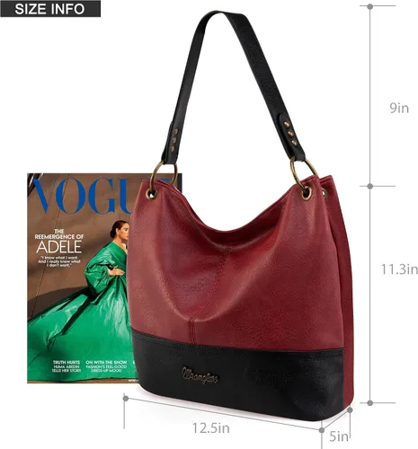 Miniatura 36 de Wrangler Hobo - Bolsas para mujer de cuero vegano con asa superior, bolsos de hombro y bolsos
