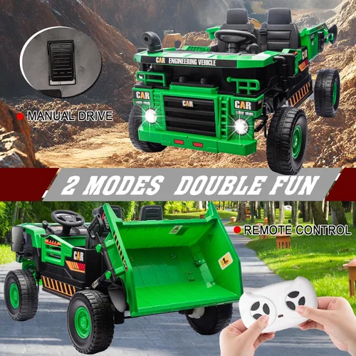 Miniatura 5 de FINITO Juguetes de paseo de 24 V para niños grandes, camión volquete eléctrico y pala extra, auto de juguete eléctrico para niños, camión, automóvil