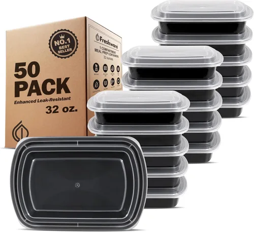 Miniatura 9 de Freshware - Recipientes para comida preparada, 150 unidades, 1 compartimento para almacenar comida, contenedores con tapas, caja Bento, libre