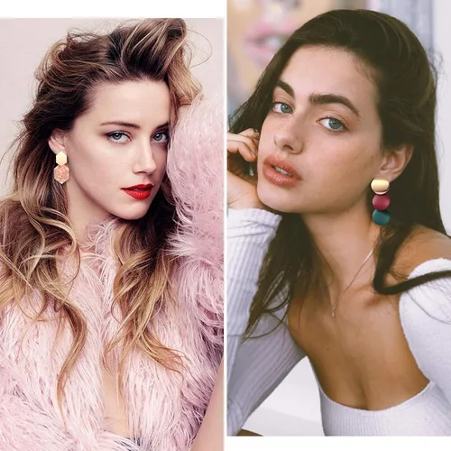 Miniatura 6 de FIFATA 30 pares de aretes de ratán para mujeres y niñas, aretes de aro dorados divertidos de acrílico, aretes colgantes de resina de moda