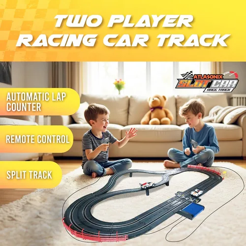Miniatura 5 de Juego de pistas de carreras de autos de tragamonedas - Juego de pistas de carreras eléctricas, 2 pistas de carreras de alta velocidad para niños