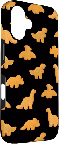 Miniatura 3 de iPhone 16 Dinos - Patrón de pepitas de pollo Divertida funda negra de dinosaurio realista