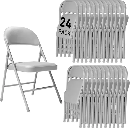 Miniatura 12 de Paquete de 4 sillas plegables negras con cojín acolchado y respaldo para exteriores, sillas plegables comerciales apilables portátiles con marco