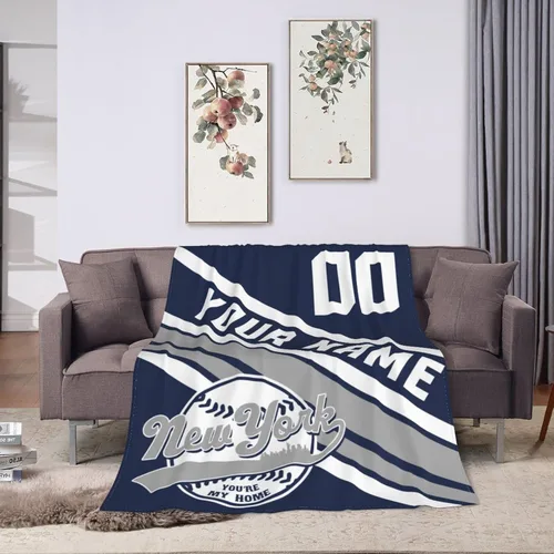 Miniatura 21 de Wream Manta personalizada para fanáticos de la cama, regalo de béisbol con nombre y número de ciudad de béisbol, manta de forro polar de invierno