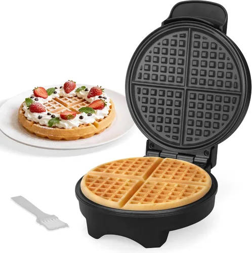 FineMade Máquina para hacer gofres clásica de 7 pulgadas, waflera belga con placas antiadherentes de cerámica sin PFAS, waflera eléctrica, waflera