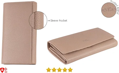 Miniatura 18 de Mou Meraki - Billetera o bolsa de mano de cuero genuino, con bloqueo de seguridad RFID, con escudo contra el robo de identidad, para mujeres