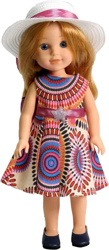 Miniatura 2 de American Fashion World Vestido de lunares y rayas para muñecas de 14 pulgadas Calidad premium y diseño moderno Ropa de muñecas Moda de ropa