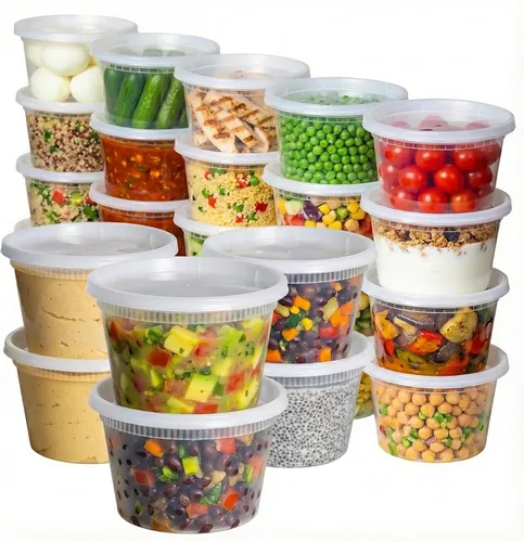Miniatura 9 de Contenedores de almacenamiento de alimentos [10 juegos] x [8 onzas] recipientes de plástico para delicatessen con tapas, recipientes de preparación
