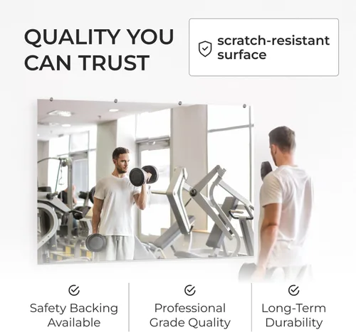 Miniatura 8 de Fab Glass and Mirror Espejo grande de gimnasio para gimnasio en casa, 48 x 32 pulgadas, montaje en pared de vidrio recocido ultra transparente
