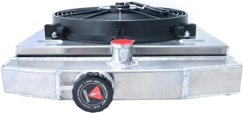 Miniatura 5 de Radiador de aluminio con núcleo de 3 filas para Jeep CJ3 CJ5 CJ6 DJ5 DJ6 1955 Willys 1955 Todos los radiadores de aluminio+ventilador