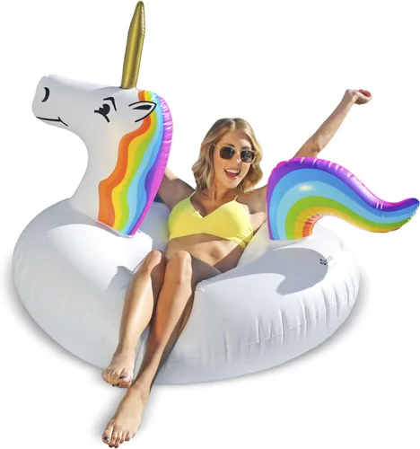 Miniatura 3 de GoFloats Flotador de piscina de unicornio para fiesta, balsas inflables, adultos y niños