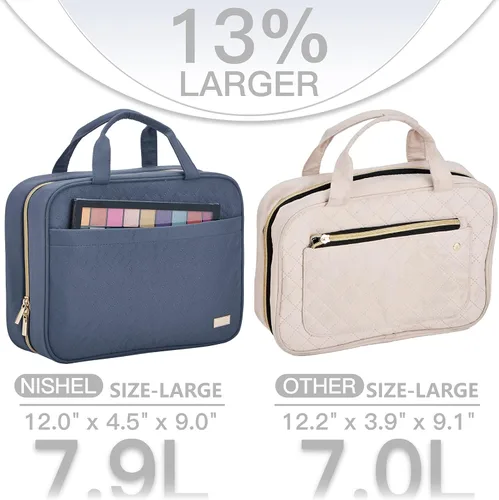 Miniatura 3 de NISHEL Neceser de viaje para mujer, organizador colgante y portátil para champú de tamaño completo, acondicionador, juego de cepillos y accesorios