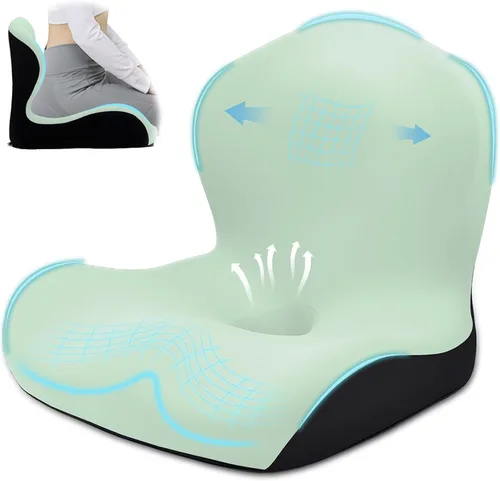 Miniatura 14 de Cojín de asiento para silla de oficina y automóvil, cojines ergonómicos en forma de L, cojín de espuma viscoelástica, almohada de apoyo lumbar