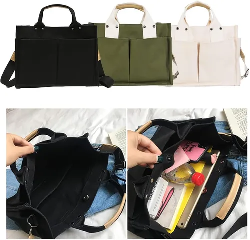 Miniatura 7 de Valleycomfy Bolsas de lona para mujer, bolsos de hombro grandes, bolsos de mano, monedero, carteras, múltiples bolsillos, bolsas de trabajo casuales