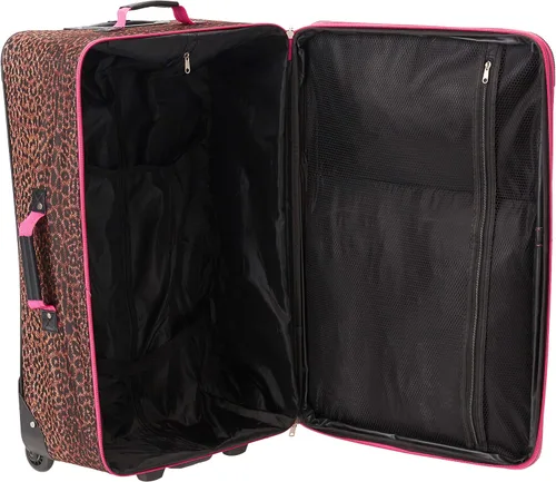 Miniatura 5 de Rockland Vara Softside - Equipaje vertical, leopardo rosa, juego de 3 piezas (202228), Pink Leopard, Vara Softside Juego de equipaje vertical de 3