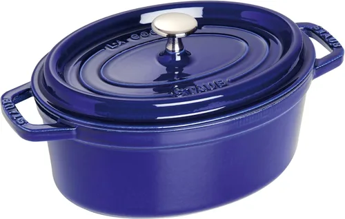 Miniatura 3 de Staub La Cocotte Oval 40510-269 Pico Cocotte Grand Blue - Maceta ovalada de hierro fundido de 10.6 in, compatible con inducción