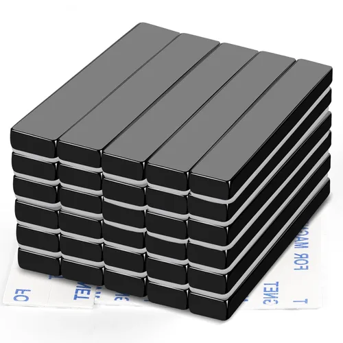 Miniatura 14 de Mikede - Imanes de tierras raras - Paquete de 6 potentes imanes de neodimio en barra negros con adhesivo doble cara, para garaje, cocina, ciencia
