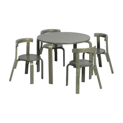 Miniatura 10 de ECR4Kids Juego de mesa de madera curvada y sillas con respaldo curvo, muebles para niños, blanco envejecido, 5 piezas Blanco Cal