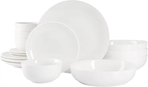 Miniatura 12 de Gibson Home Oslo - Juego de vajilla de porcelana resistente a las astillas y a los arañazos de 12 piezas, servicio para 4 – Platos y cuencos negros