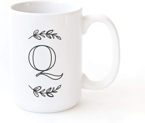 Miniatura 13 de The Cotton & Canvas Co. Manhattan Wreath - Taza de café personalizada con monograma inicial con letra A, taza de café de cerámica de porcelana. Para