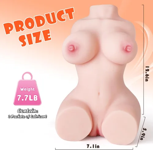 Miniatura 5 de Torso de Muñeca Sexual Portátil de 7.7 Libras Juguetes Sexuales para Adultos para Hombres 2 Canales con Vagina y Ano Masturbador Masculino 3 en 1