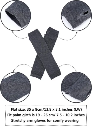 Miniatura 3 de 6 pares de guantes largos sin dedos para mujer, calentadores de brazos, de punto elástico