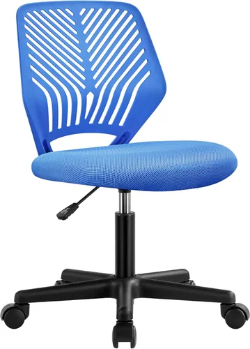 Miniatura 14 de Yaheetech Silla de oficina ergonómica de malla sin brazos, silla giratoria de respaldo medio con ruedas, silla de estudio de altura ajustable