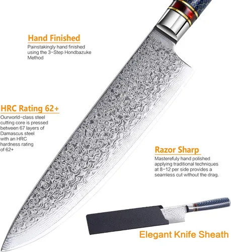 Miniatura 3 de Cuchillo de chef de 8 pulgadas, cuchillo de chef japonés VG10, cuchillo de cocina japonés VG10, cuchillo de cocina de acero inoxidable de alto