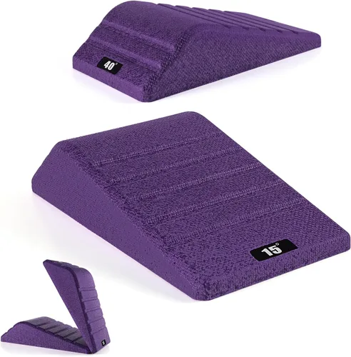 Miniatura 7 de Bloque de Cuña para Sentadillas 2 Piezas Rampa Profesional Antideslizante - Capacidad de Peso de 550 LBS - Tabla Inclinada para Estiramiento de Negro