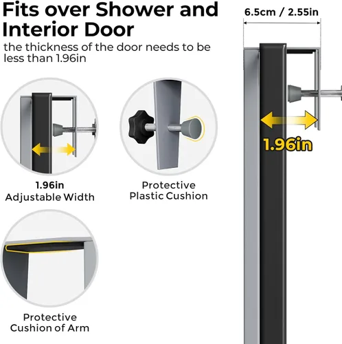Miniatura 2 de ODesign Organizador de ducha para colocar sobre la puerta, organizador de ducha colgante ajustable de 3 niveles con soporte para jabón y 4 ganchos
