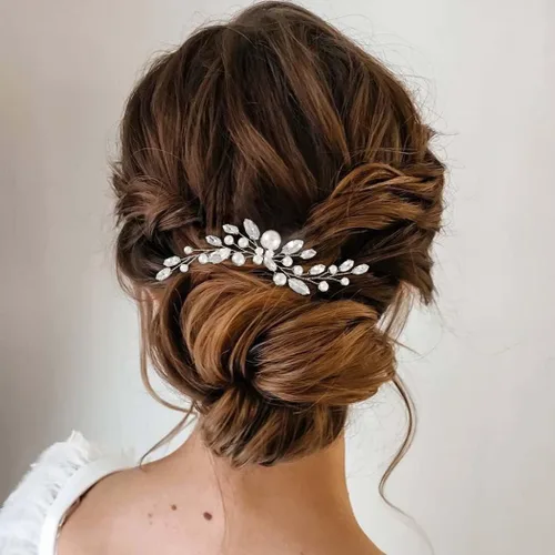 Miniatura 5 de JAKAWIN Accesorios para el cabello de boda Pin de pelo de novia Clip de pelo de novia para mujeres (plata)