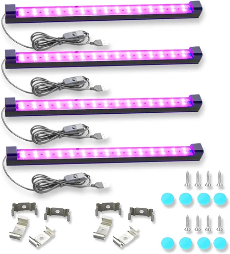Miniatura 5 de roperry Barra de luz negra de 10 W y 1 pie de luz negra LED para tapiz fluorescente, póster, pintura corporal, luces de tira UV para gabinete