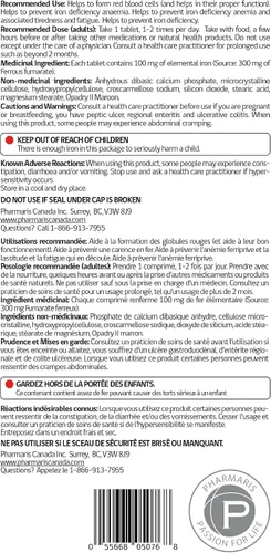 Miniatura 6 de Pharmaris Ferofit - Fumarato ferroso de 300 mg (100 mg de hierro elemental), previene la anemia debido a la deficiencia, suplemento de hierro