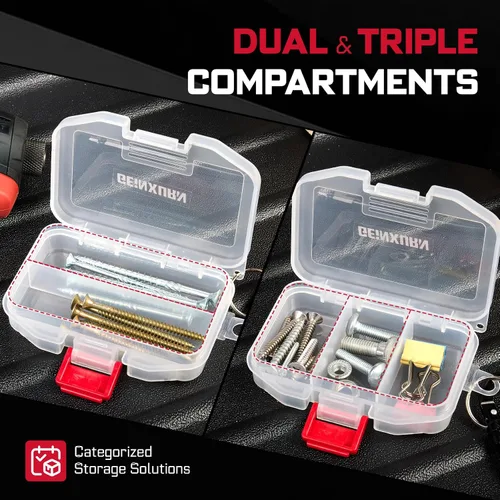 Miniatura 4 de Geinxurn Organizador de piezas pequeñas, 4 cajas de herramientas portátiles transparentes de plástico con divisores para accesorios pequeños y cajas