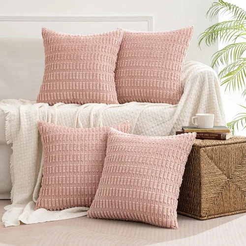 Miniatura 13 de MIULEE Juego de 4 fundas de almohada decorativas de pana estilo bohemio de primavera de 18 x 18 pulgadas para sofá, sala de estar, sofá y cama