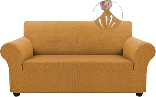 Miniatura 25 de Asnomy Fundas de sofá para sofá de 2 cojines, fundas elásticas para sofá biplaza, protector de mascotas, fundas de muebles para perros y gatos, tela