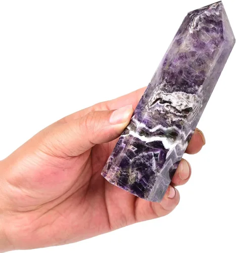 AMOYSTONE Dream Amethyst - Varita hexagonal con 6 pilares facetados individuales de 0.6-1 libras para reiki, meditación, colección, decoración del