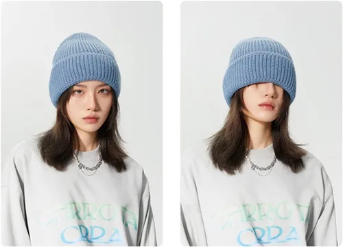 Miniatura 3 de Lucky Leaf Gorro unisex de punto cálido y holgado con diseño de calavera, con borde enrollable, acogedor, para correr, para hombre