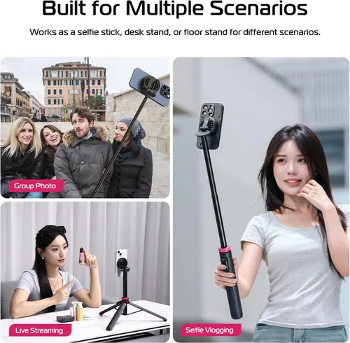 Miniatura 7 de ULANZI Palo de Selfie Magnético de 61'' Trípode para Teléfono con Control Remoto Inalámbrico, Soporte Extensible para Teléfono Celular, Compatible