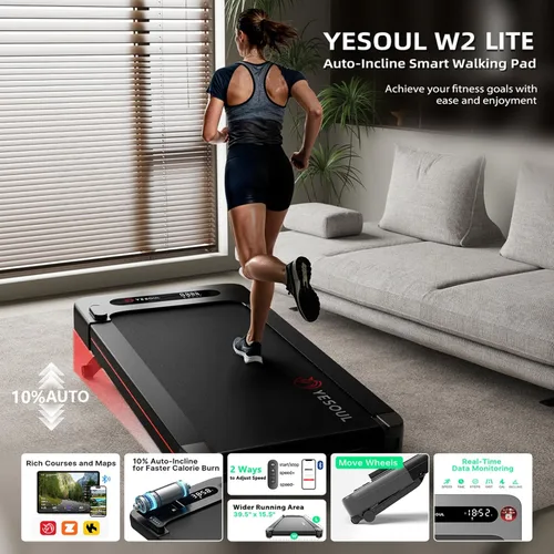Miniatura 2 de Yesoul Walking Pad Treadmill with 10% Auto Incline, Under Desk Treadmill for Home Walking, Hiking & Running, 300lbs Capacity, Smart App Scenic