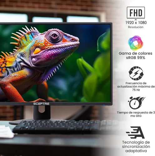 Miniatura 3 de Sceptre - Monitor LED delgado Prime de 24 pulgadas, 1080p 99% sRGB 2x HDMI VGA con altavoces integrados, color negro máquina
