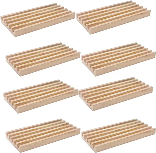 Miniatura 3 de Juego de 8 bandejas de dominó de madera para dominó de tren mexicano, estantes dobles para 12 azulejos, soporte para azulejos de dominó, soporte