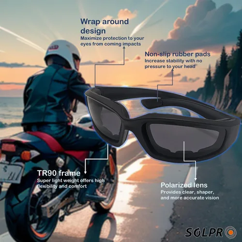 Miniatura 4 de Gafas de equitación para motocicleta, acolchadas a prueba de viento, polarizadas, TR90, marco flotante para actividades al aire libre, deportes