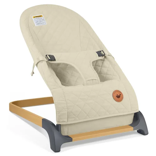 ANGELBLISS Bouncer para bebés, asiento de gorila portátil para bebés, asiento hinchable para bebés con tela, vibraciones naturales (albaricoque)