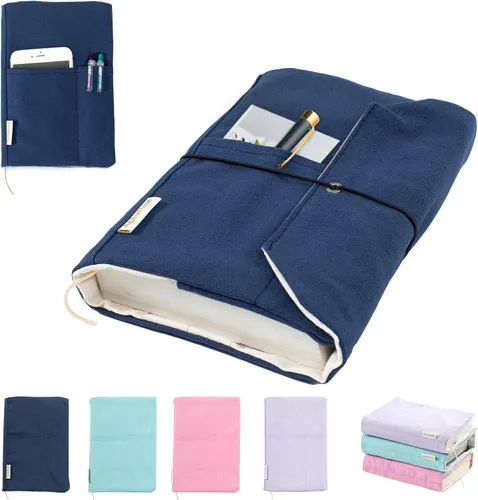 Miniatura 11 de Fundas de libro de lienzo, protector de libro lavable, funda de libro para novelas de tapa blanda, funda de libro ajustable para tapa dura