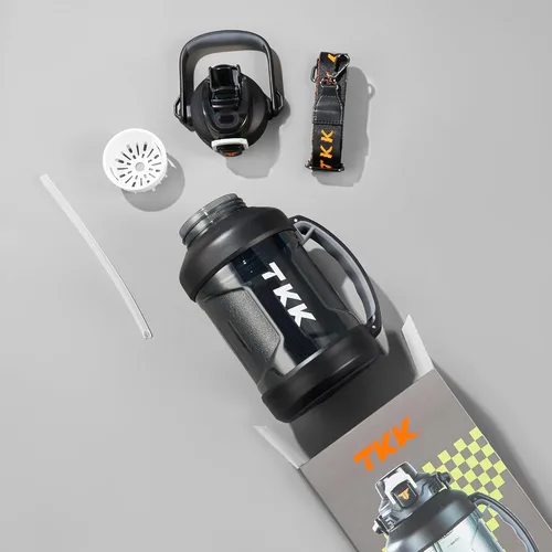 Miniatura 7 de TKK Botella deportiva de medio galón con popote y tapa 2 en 1, apta para lavavajillas, sin BPA, a prueba de fugas, botella de plástico Tritan